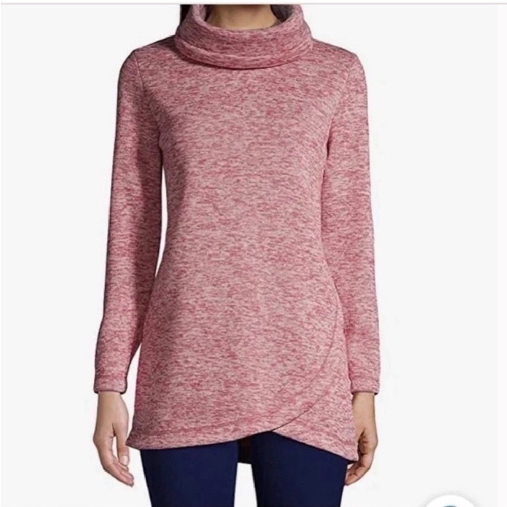 Lands' End Women’s Cozy Pink Cowl Neck Sweater - sz small